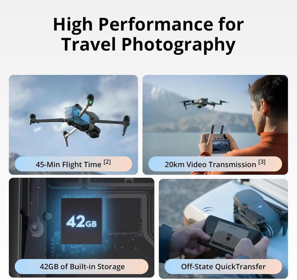 Air 3 Dual 4K Drone with Smart RC & 92 Min Flight | طائرة Air 3 بكاميرتين 4K وريموت ذكي و92 دقيقة طيران
